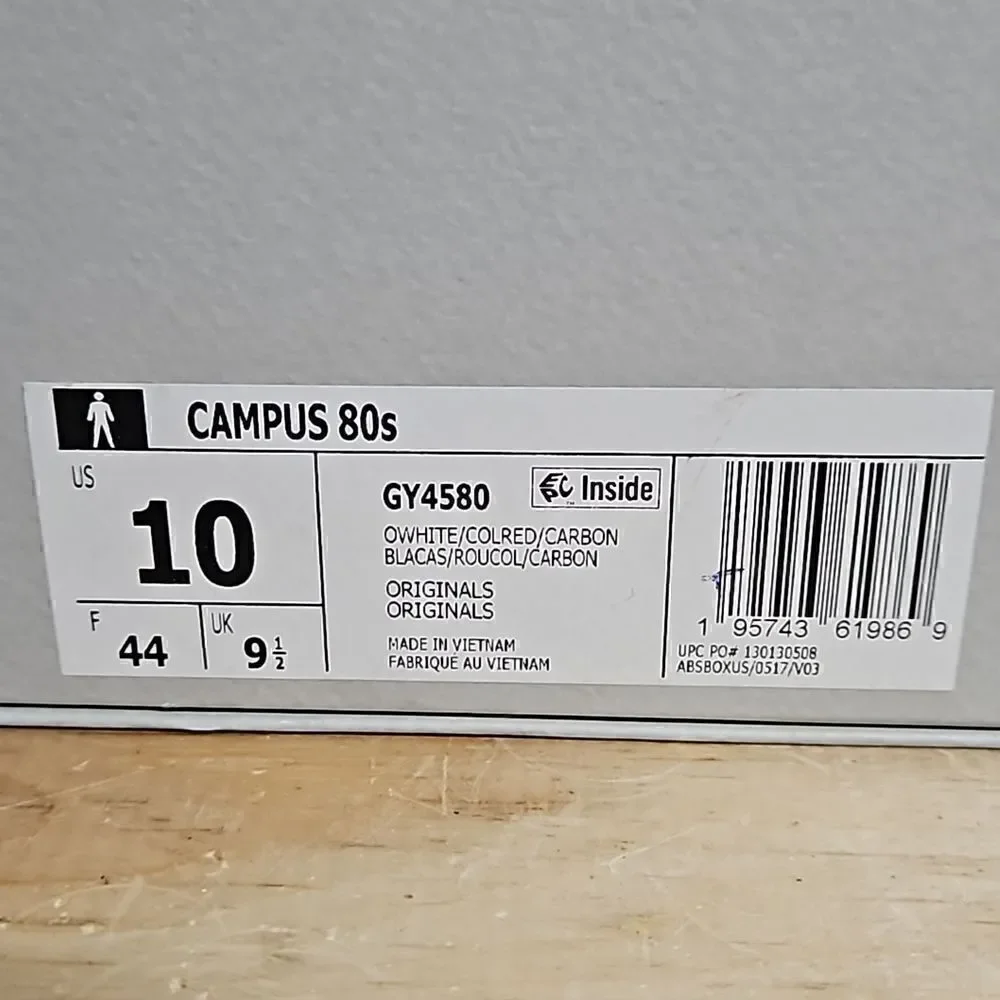 Adidas Originals Campus 80s Low Mens Casual Shoes White Red GY4580